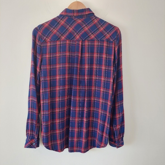 Beach Lunch Lounge Plaid Flannel Button Front Shirt, M - Picture 2 of 9